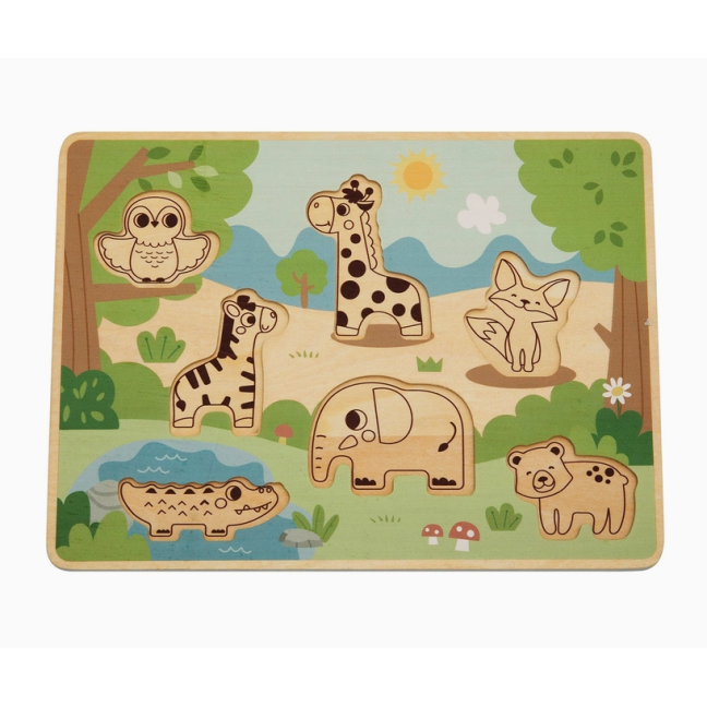 ,,BusyKIds" medinė dėlionė ,,Safari gyvūnai" 2